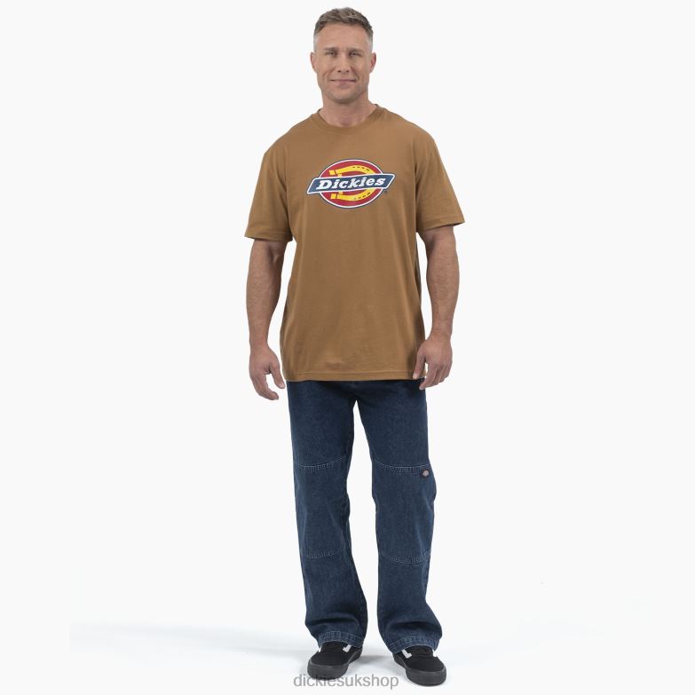 Short Sleeve Tri-Color Logo Graphic T-Shirt Men Dickies Brown Duck (BD) 88T84707 Apparel