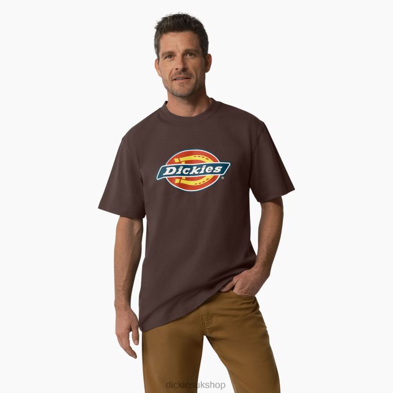 Short Sleeve Tri-Color Logo Graphic T-Shirt Men Dickies Chocolate Brown (CB) 88T84708 Apparel