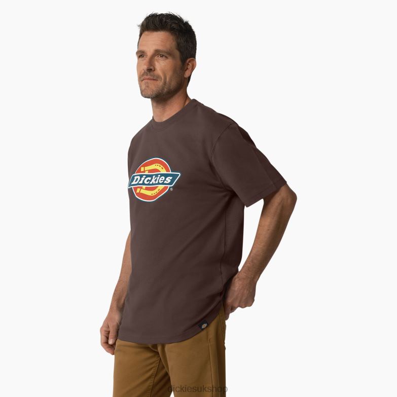 Short Sleeve Tri-Color Logo Graphic T-Shirt Men Dickies Chocolate Brown (CB) 88T84708 Apparel