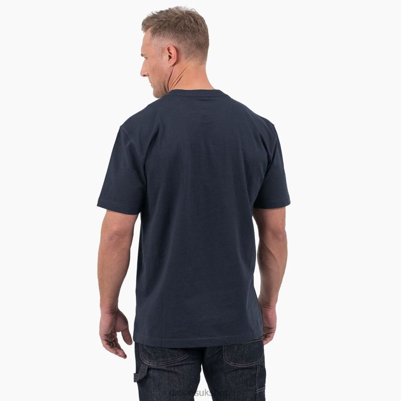 Short Sleeve Tri-Color Logo Graphic T-Shirt Men Dickies Dark Navy (DN) 88T84709 Apparel