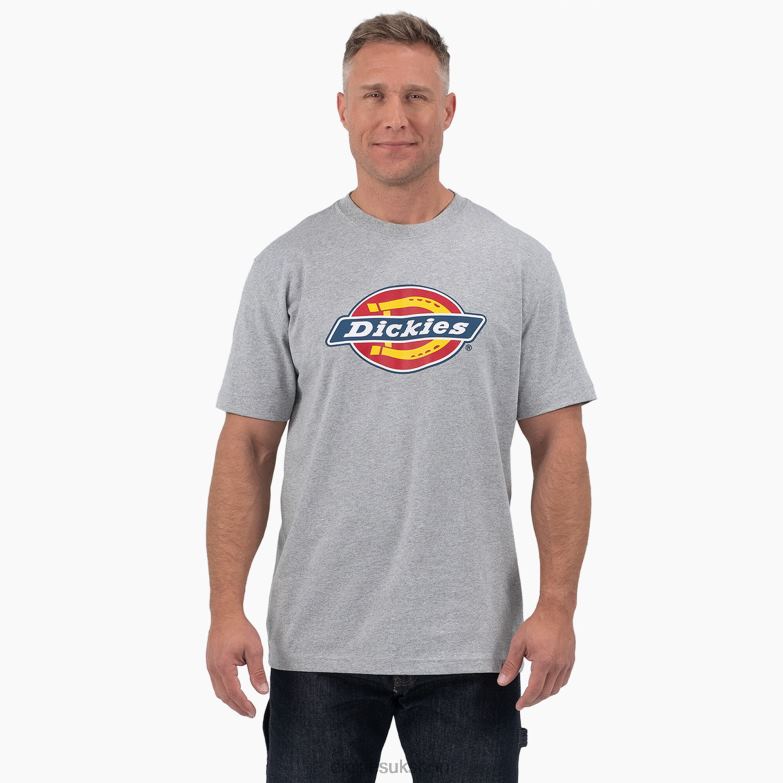 Short Sleeve Tri-Color Logo Graphic T-Shirt Men Dickies Heather Gray (HG) 88T84711 Apparel