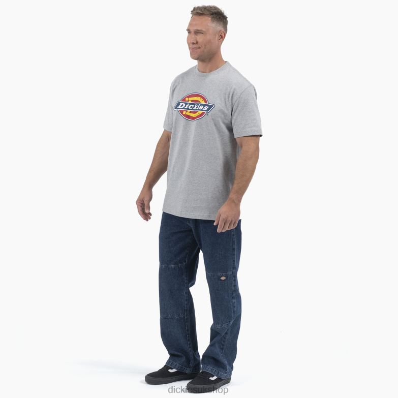 Short Sleeve Tri-Color Logo Graphic T-Shirt Men Dickies Heather Gray (HG) 88T84711 Apparel