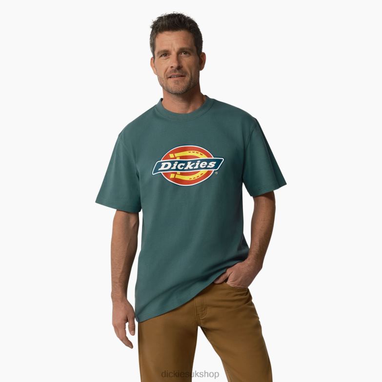 Short Sleeve Tri-Color Logo Graphic T-Shirt Men Dickies Lincoln Green (LN) 88T84713 Apparel