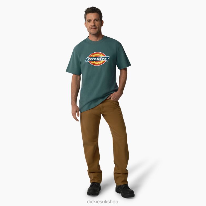 Short Sleeve Tri-Color Logo Graphic T-Shirt Men Dickies Lincoln Green (LN) 88T84713 Apparel
