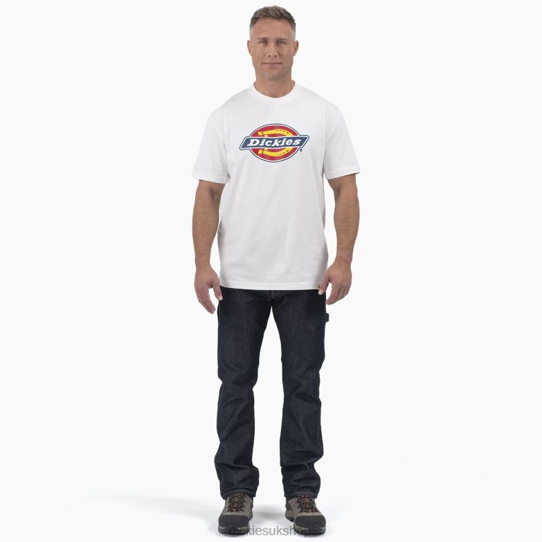 Short Sleeve Tri-Color Logo Graphic T-Shirt Men Dickies White (WH) 88T84714 Apparel