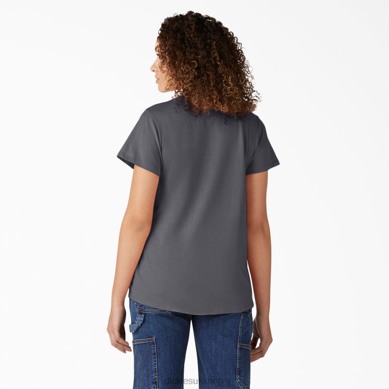 Short Sleeve V-Neck T-Shirt Women Dickies Graphite Gray (GA) 88T842064 Apparel