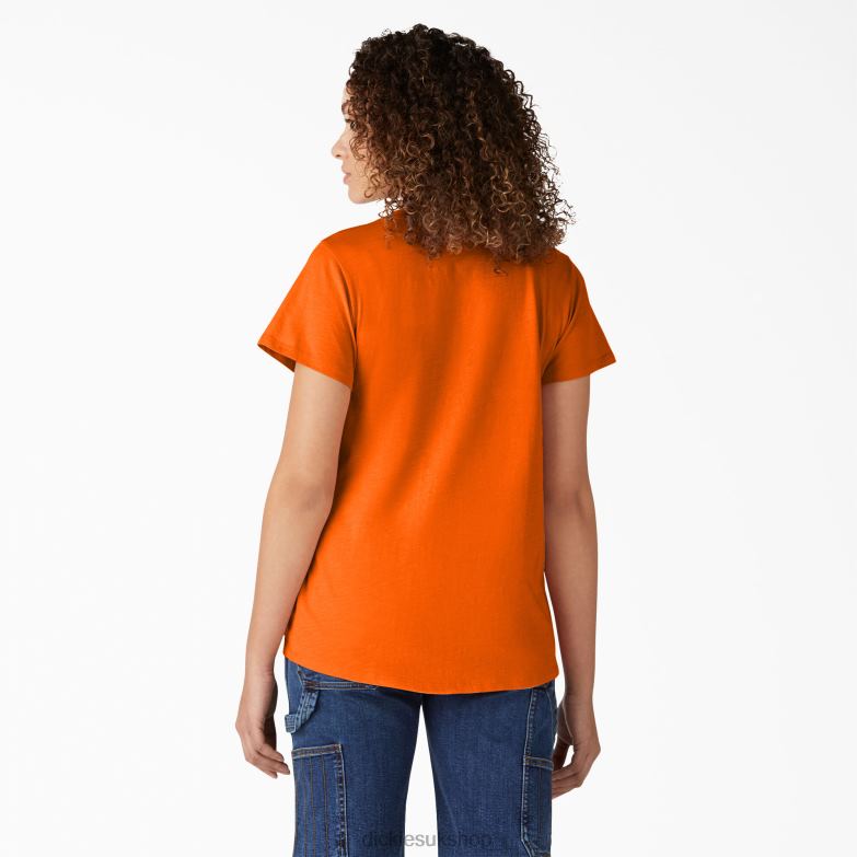 Short Sleeve V-Neck T-Shirt Women Dickies Scarlet Ibis (S2S) 88T842066 Apparel