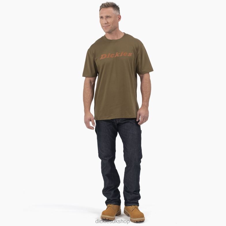 Short Sleeve Wordmark Graphic T-Shirt Men Dickies Dark Olive (DV9) 88T84812 Apparel