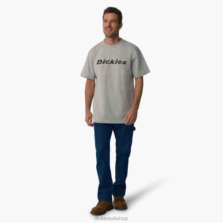 Short Sleeve Wordmark Graphic T-Shirt Men Dickies Heather Gray (HG) 88T84813 Apparel
