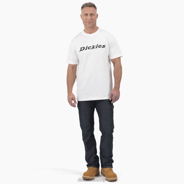 Short Sleeve Wordmark Graphic T-Shirt Men Dickies White (WH) 88T84816 Apparel