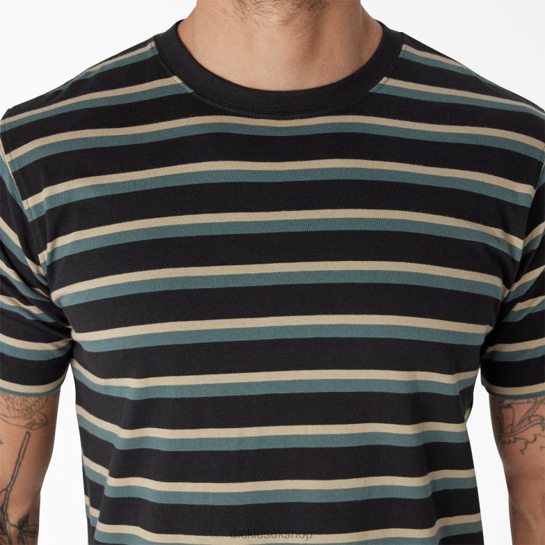 Skateboarding Striped T-Shirt Men Dickies Black/Lincoln Green Stripe (KSG) 88T84771 Apparel