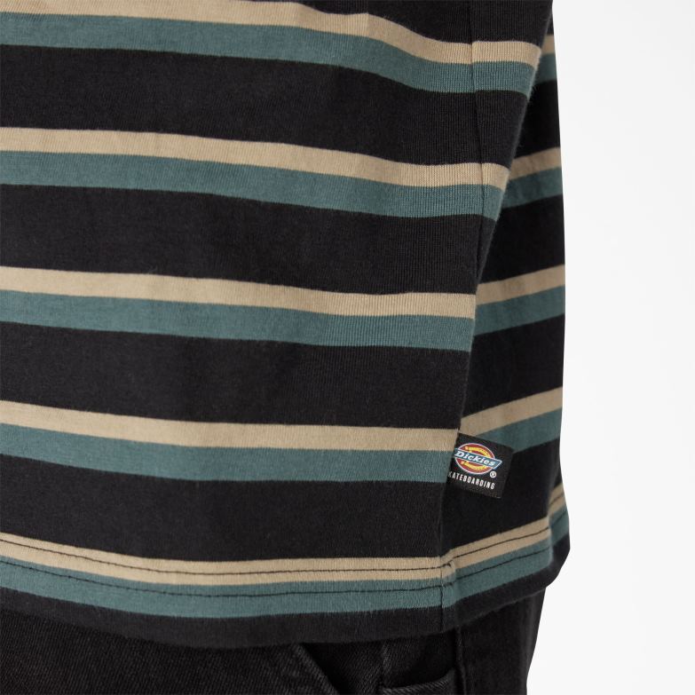 Skateboarding Striped T-Shirt Men Dickies Black/Lincoln Green Stripe (KSG) 88T84771 Apparel