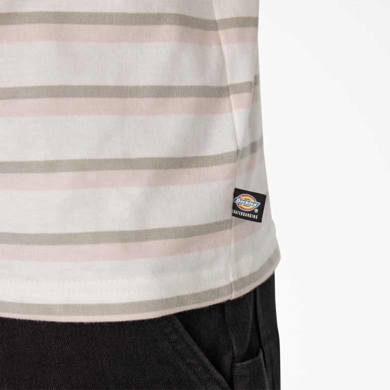 Skateboarding Striped T-Shirt Men Dickies Lotus Pink/White Stripe (TSE) 88T84773 Apparel