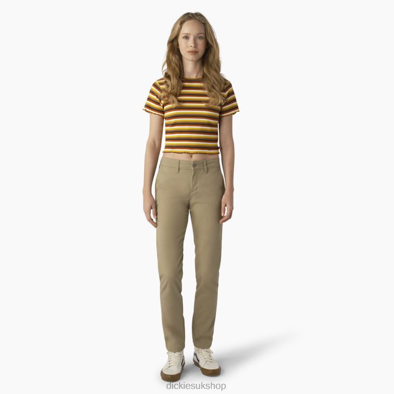 Striped Cropped Baby T-Shirt Women Dickies Ginger Honey Baby Stripe (GSN) 88T842076 Apparel