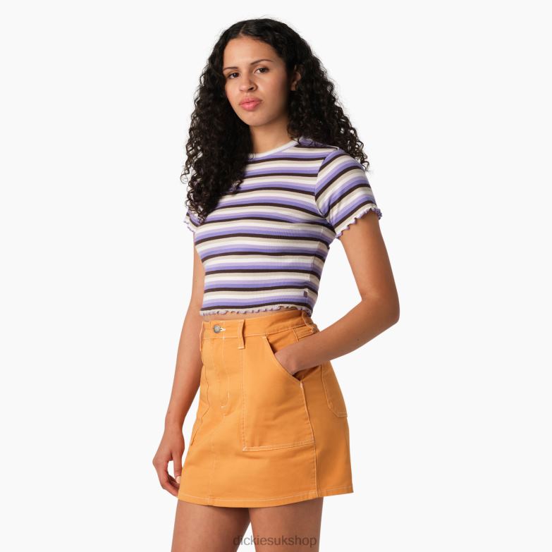 Striped Cropped Baby T-Shirt Women Dickies Purple Rose Explorer Stripe (PXS) 88T842078 Apparel