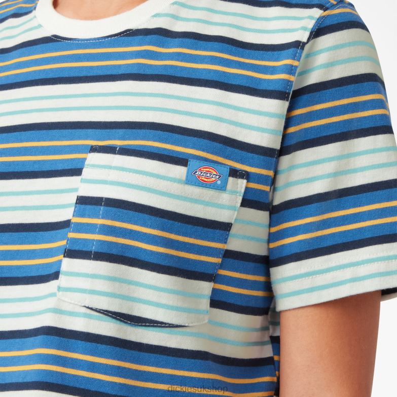Striped Cropped T-Shirt Women Dickies Cobalt Stripe (C2S) 88T842012 Apparel