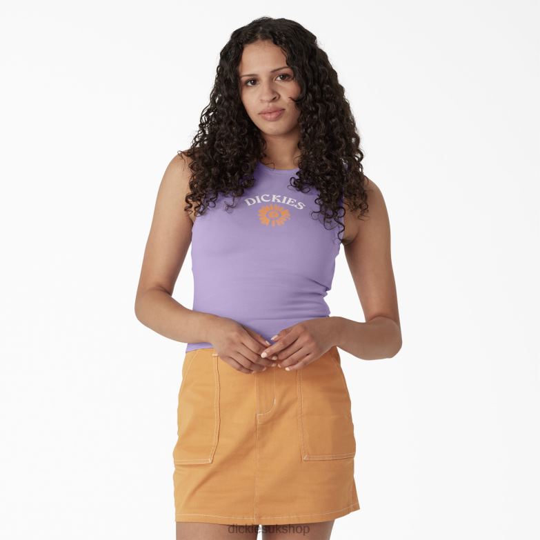 Graphic Cropped Tank Top Women Dickies Purple Rose (UR2) 88T842113 Apparel