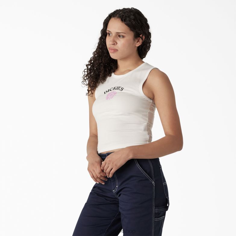 Graphic Cropped Tank Top Women Dickies White (WH) 88T842114 Apparel