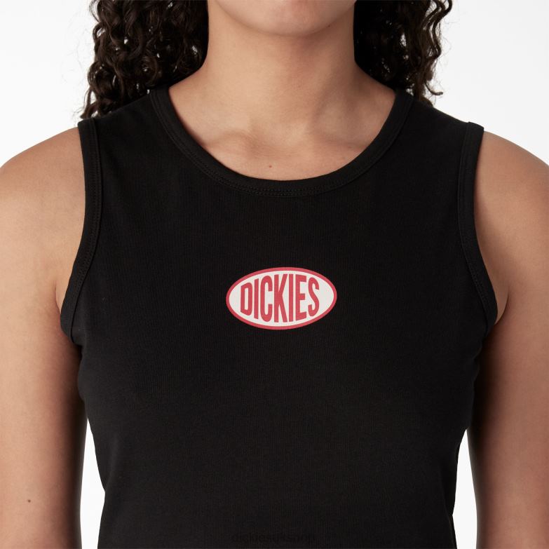 Racerback Cropped Tank Top Women Dickies Black (KBK) 88T842171 Apparel