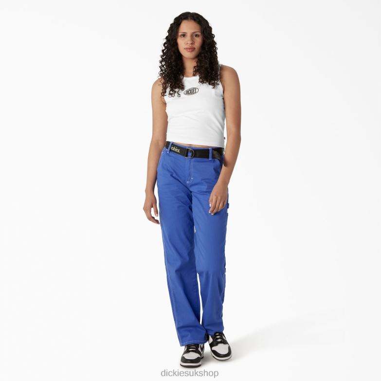 Racerback Cropped Tank Top Women Dickies White (WH) 88T842173 Apparel