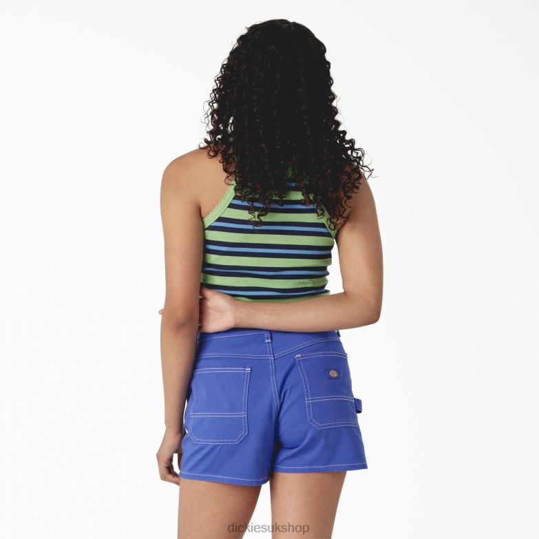 Rib Knit Cropped Tank Top Women Dickies Apple Mint Summer Fair Stripe (ASM) 88T842081 Apparel