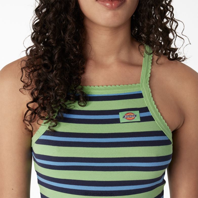 Rib Knit Cropped Tank Top Women Dickies Apple Mint Summer Fair Stripe (ASM) 88T842081 Apparel