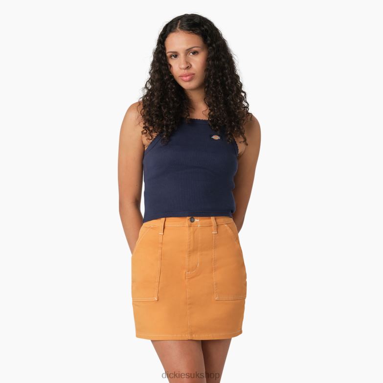 Rib Knit Cropped Tank Top Women Dickies Ink Navy (IK) 88T842083 Apparel