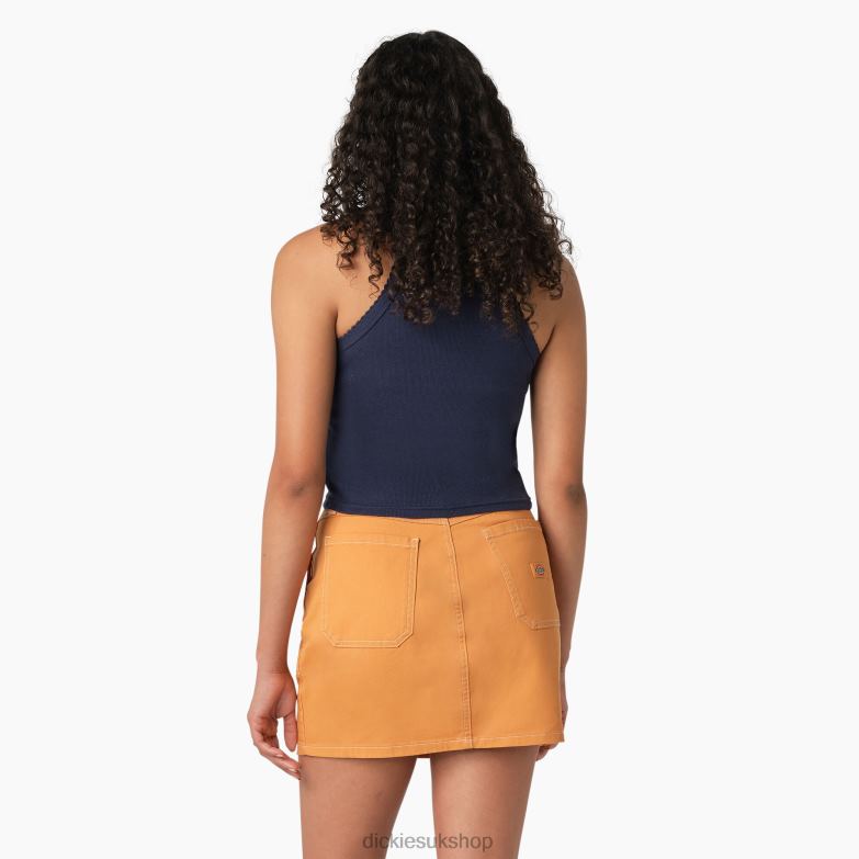 Rib Knit Cropped Tank Top Women Dickies Ink Navy (IK) 88T842083 Apparel