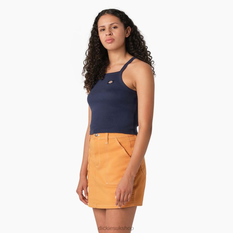 Rib Knit Cropped Tank Top Women Dickies Ink Navy (IK) 88T842083 Apparel