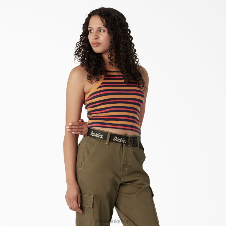 Rib Knit Cropped Tank Top Women Dickies Nugget Summer Fair Stripe (NGS) 88T842084 Apparel