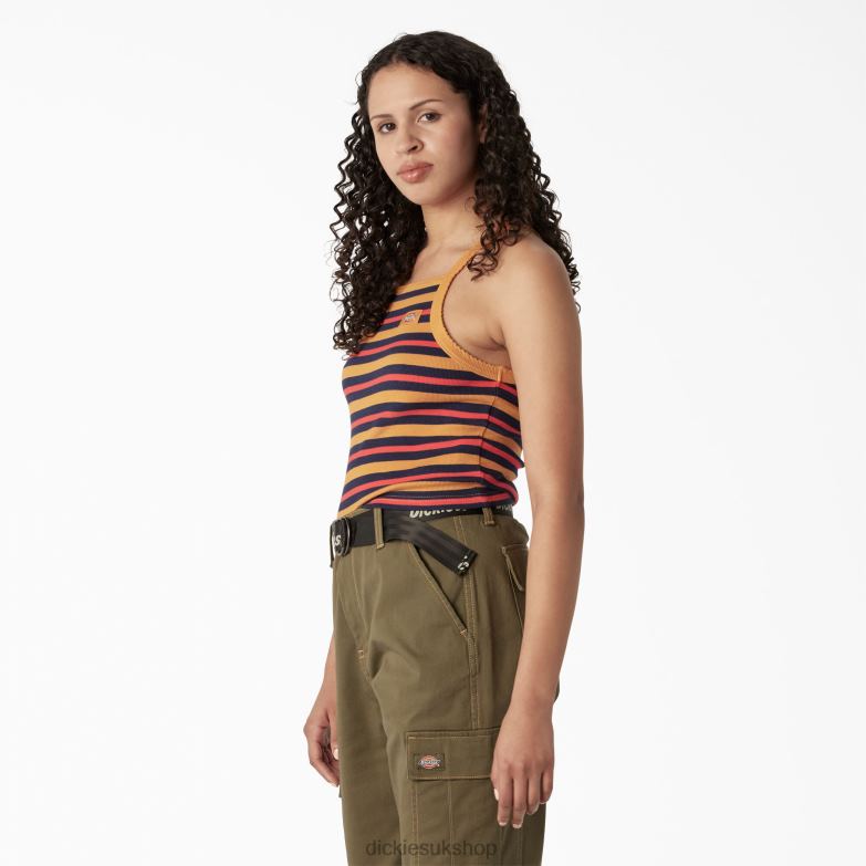 Rib Knit Cropped Tank Top Women Dickies Nugget Summer Fair Stripe (NGS) 88T842084 Apparel