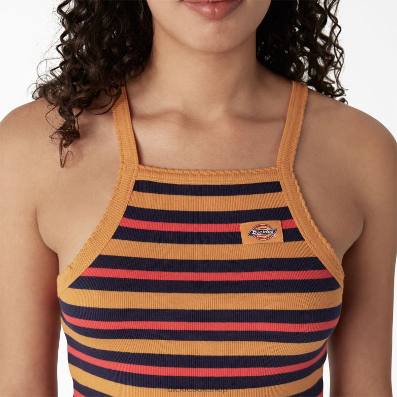 Rib Knit Cropped Tank Top Women Dickies Nugget Summer Fair Stripe (NGS) 88T842084 Apparel