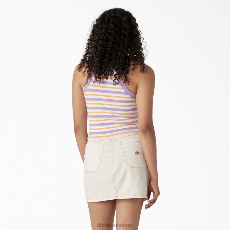 Rib Knit Cropped Tank Top Women Dickies Purple Summer Fair Stripe (UMS) 88T842086 Apparel