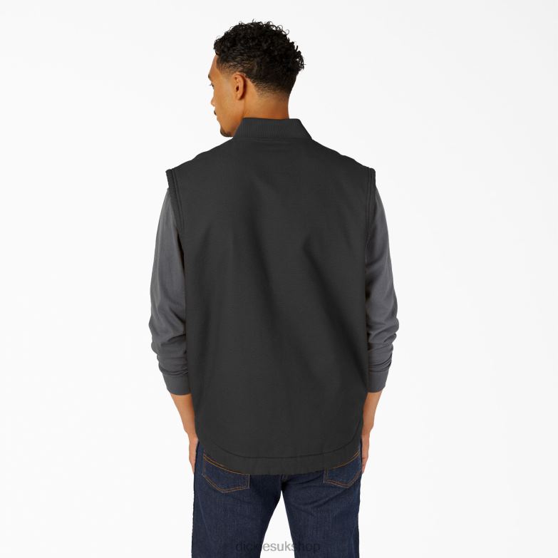 High Pile Fleece Lined Duck Vest Men Dickies Rinsed Black (RBK) 88T841063 Apparel