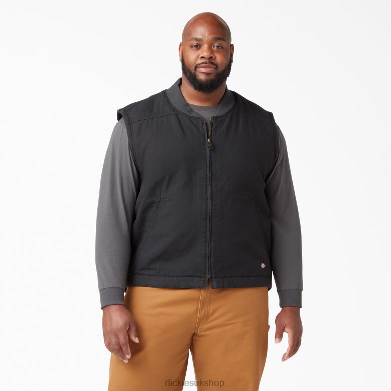 High Pile Fleece Lined Duck Vest Men Dickies Rinsed Black (RBK) 88T841063 Apparel