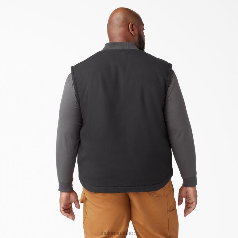 High Pile Fleece Lined Duck Vest Men Dickies Rinsed Black (RBK) 88T841063 Apparel