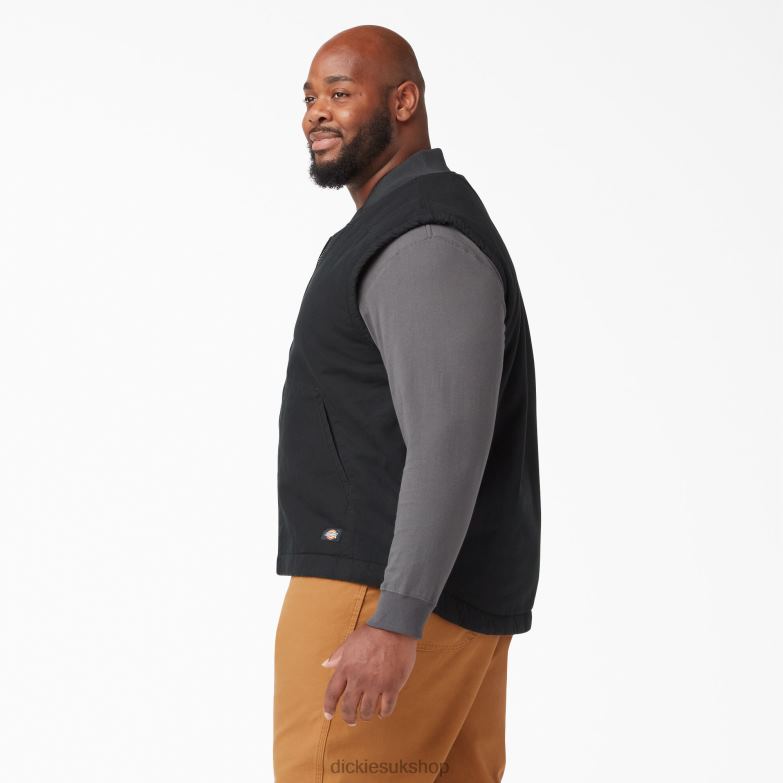 High Pile Fleece Lined Duck Vest Men Dickies Rinsed Black (RBK) 88T841063 Apparel