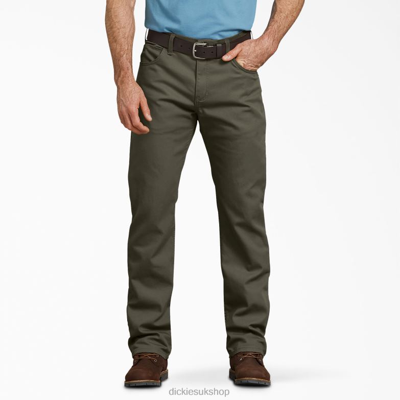 Regular Fit Duck Pants Men Dickies Stonewashed Moss Green (SMS) 88T84138 Work Apparel