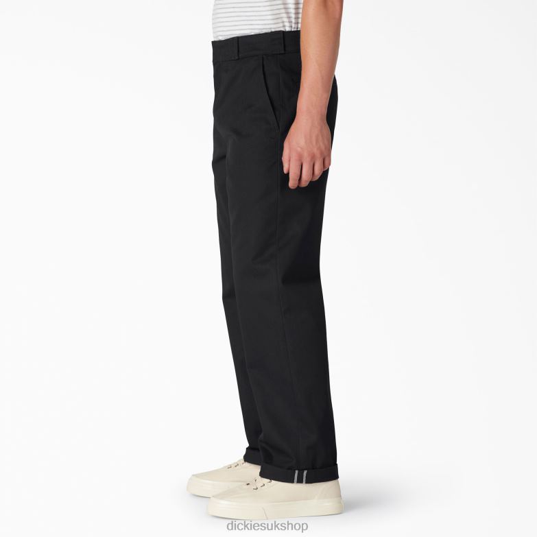 Regular Fit Twill Cuffed Work Pants Men Dickies Black (BKX) 88T84287 Work Apparel