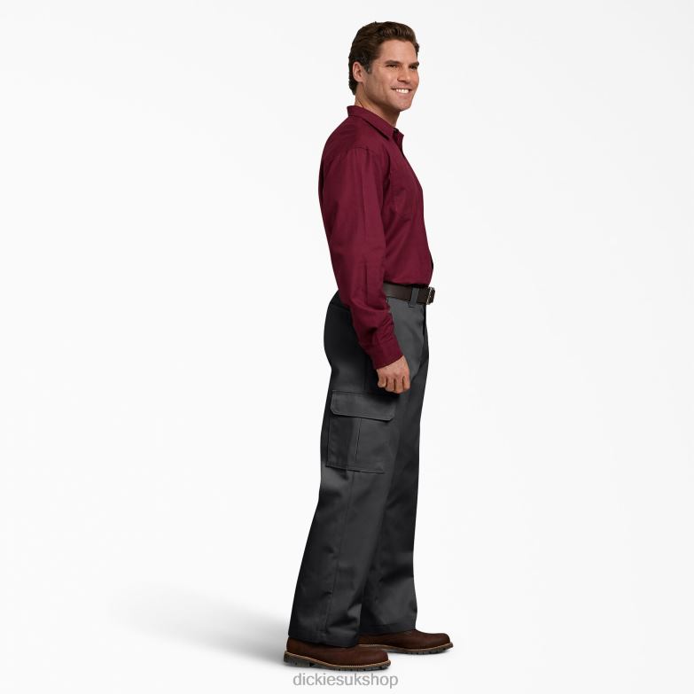 Relaxed Fit Cargo Work Pants Men Dickies Black (BK) 88T84126 Work Apparel