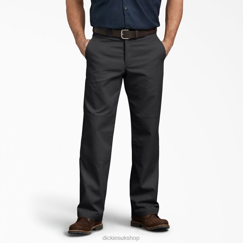 Relaxed Fit Double Knee Work Pants Men Dickies Black (BK) 88T84180 Work Apparel