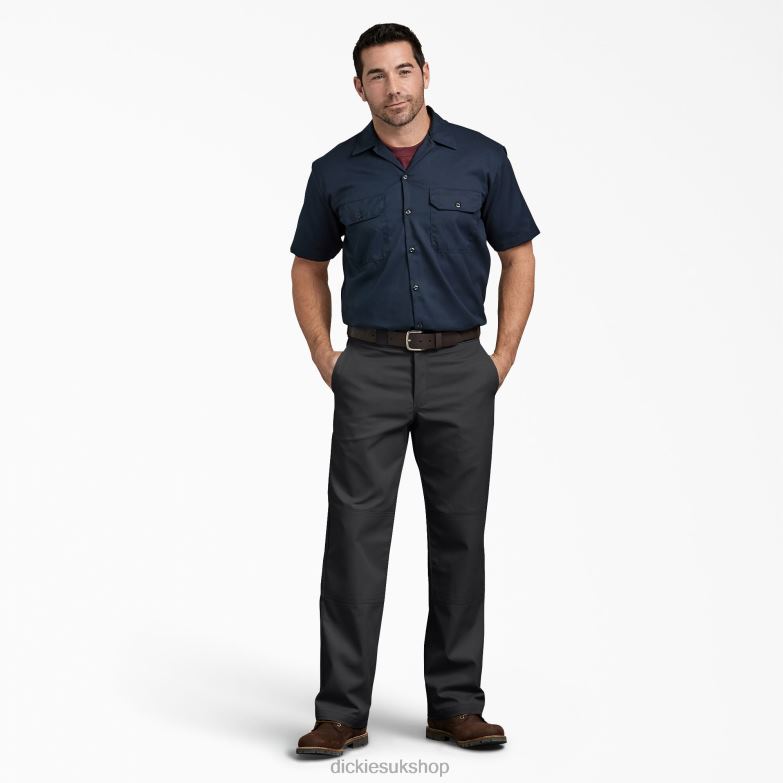 Relaxed Fit Double Knee Work Pants Men Dickies Black (BK) 88T84180 Work Apparel