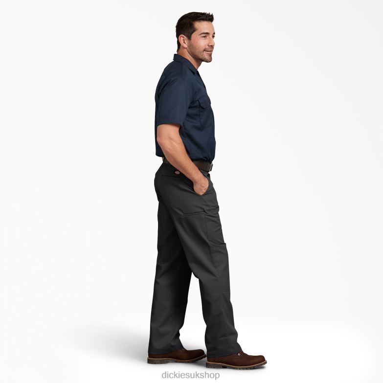 Relaxed Fit Double Knee Work Pants Men Dickies Black (BK) 88T84180 Work Apparel
