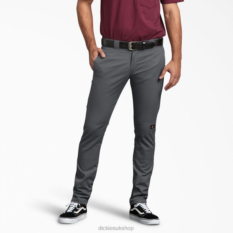 Skinny Fit Double Knee Work Pants Men Dickies Charcoal Gray (CH) 88T8442 Work Apparel