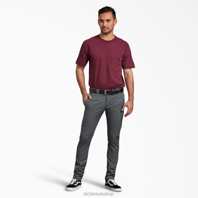 Skinny Fit Double Knee Work Pants Men Dickies Charcoal Gray (CH) 88T8442 Work Apparel