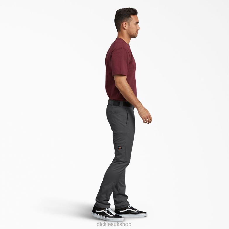Skinny Fit Double Knee Work Pants Men Dickies Charcoal Gray (CH) 88T8442 Work Apparel
