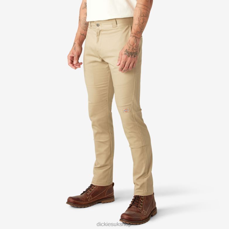 Skinny Fit Double Knee Work Pants Men Dickies Desert Sand (DS) 88T8444 Work Apparel