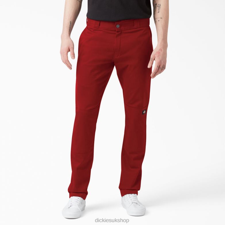 Skinny Fit Double Knee Work Pants Men Dickies English Red (ER) 88T8445 Work Apparel