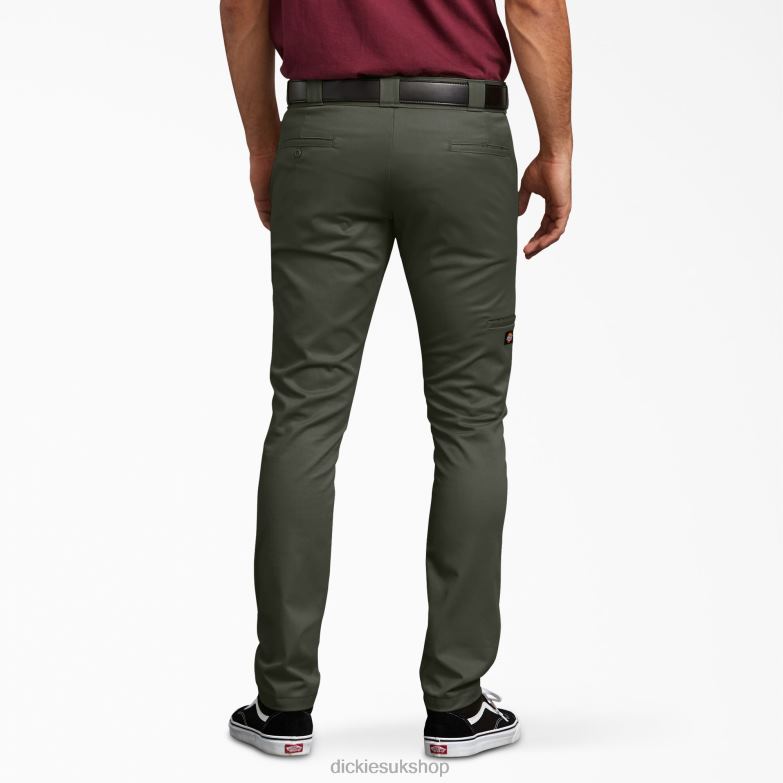 Skinny Fit Double Knee Work Pants Men Dickies Olive Green (OG) 88T8446 Work Apparel