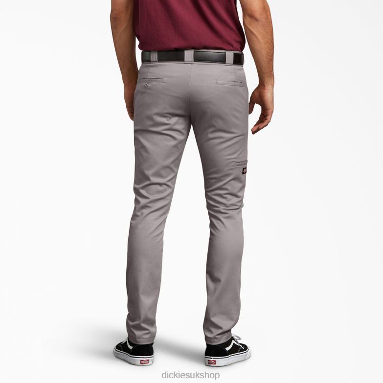 Skinny Fit Double Knee Work Pants Men Dickies Silver (SV) 88T8447 Work Apparel